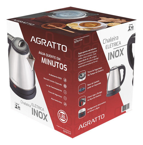 Chaleira Elétrica Inox Agratto 127v 1.8L