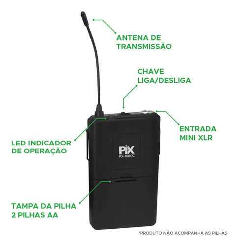 Microfone Lapela sem Fio 2Mic PX-1000D PIX