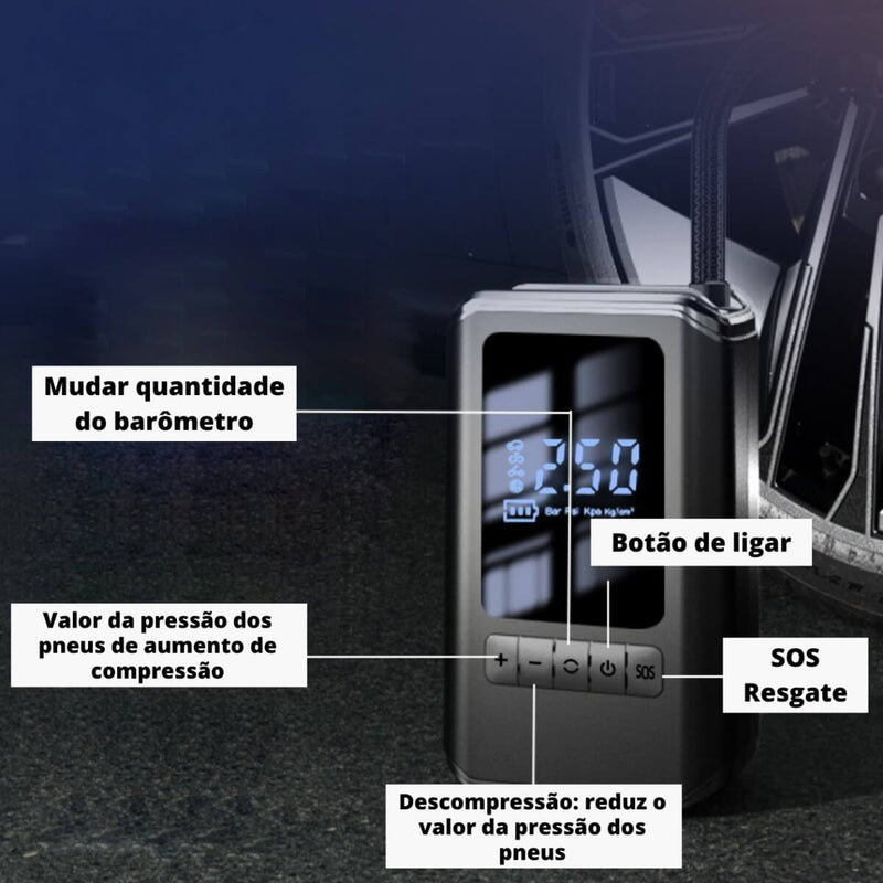 Compressor de Ar Portátil - Enche e Calibra