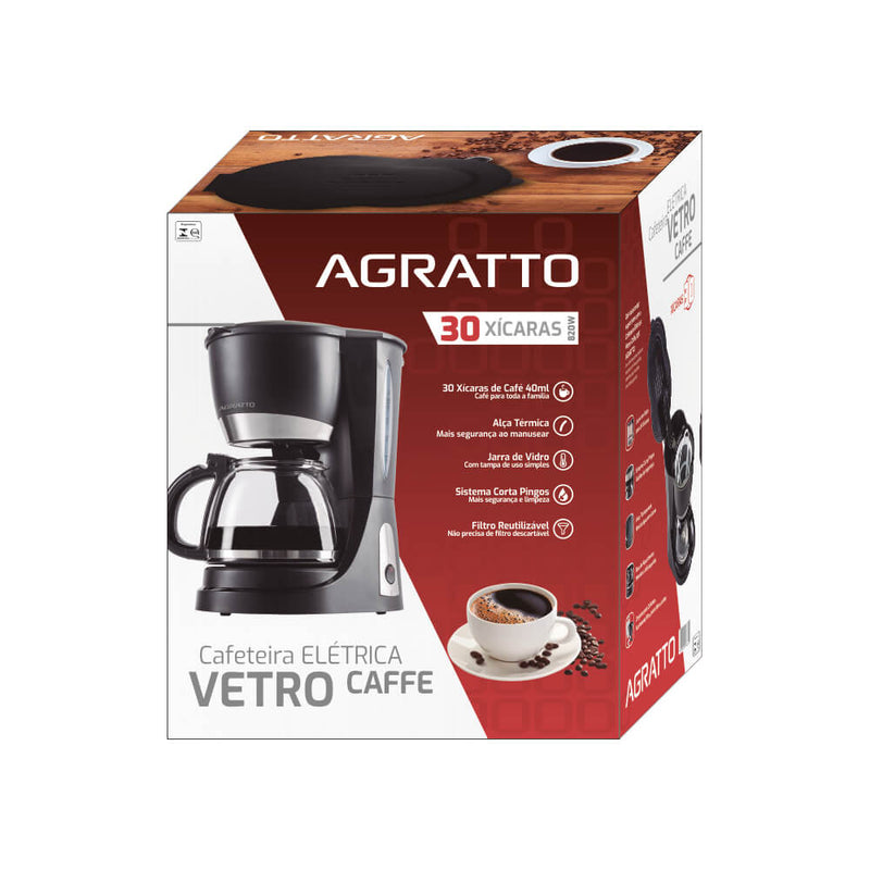 Cafeteira Elétrica 30 Xícaras Agratto com Jarra De Vidro