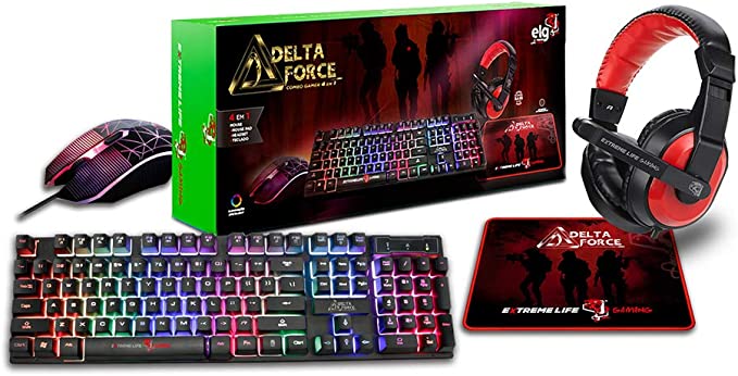 Combo Gamer Delta Mouse + Teclado + Headset + Mousepad Delta Force - CGDF41