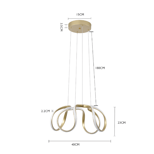 Pendente Zala LED 3000k Dourado Nordecor 2232