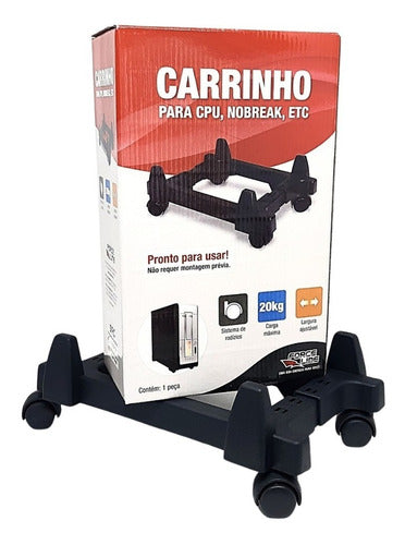 Suporte Para Cpu Computador No-Break Com Rodinhas Preto - Force Line