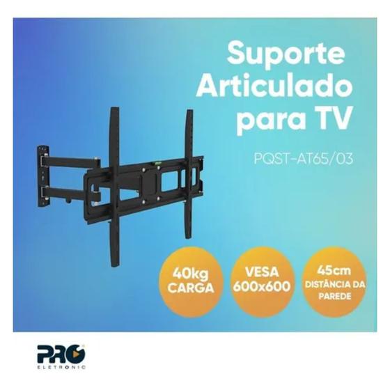 Suporte Triplo Articulado p/TV Pro Eletronic PQST-AT60/03 - Proeletronic