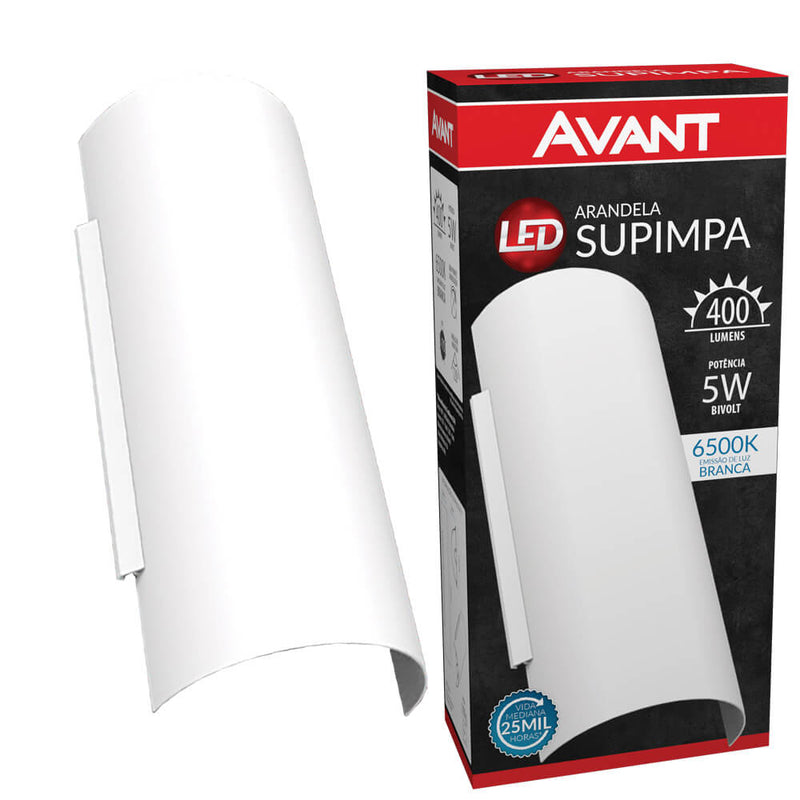 Arandela Branca Supimpa 5w Branco Frio 6500k Bivolt Avant