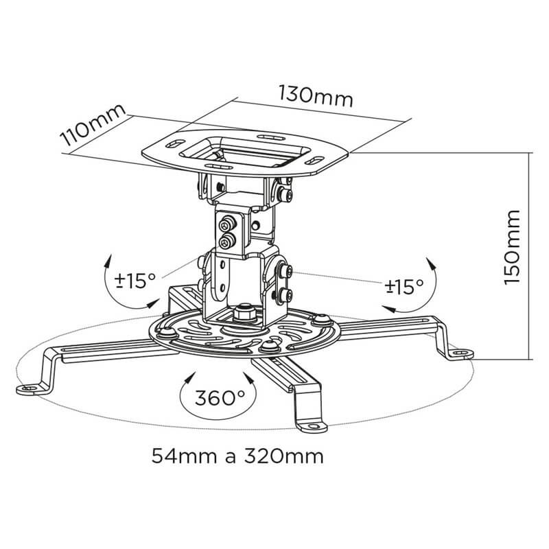 Suporte para Projetor de Teto modelo PRO100 ELG Branco